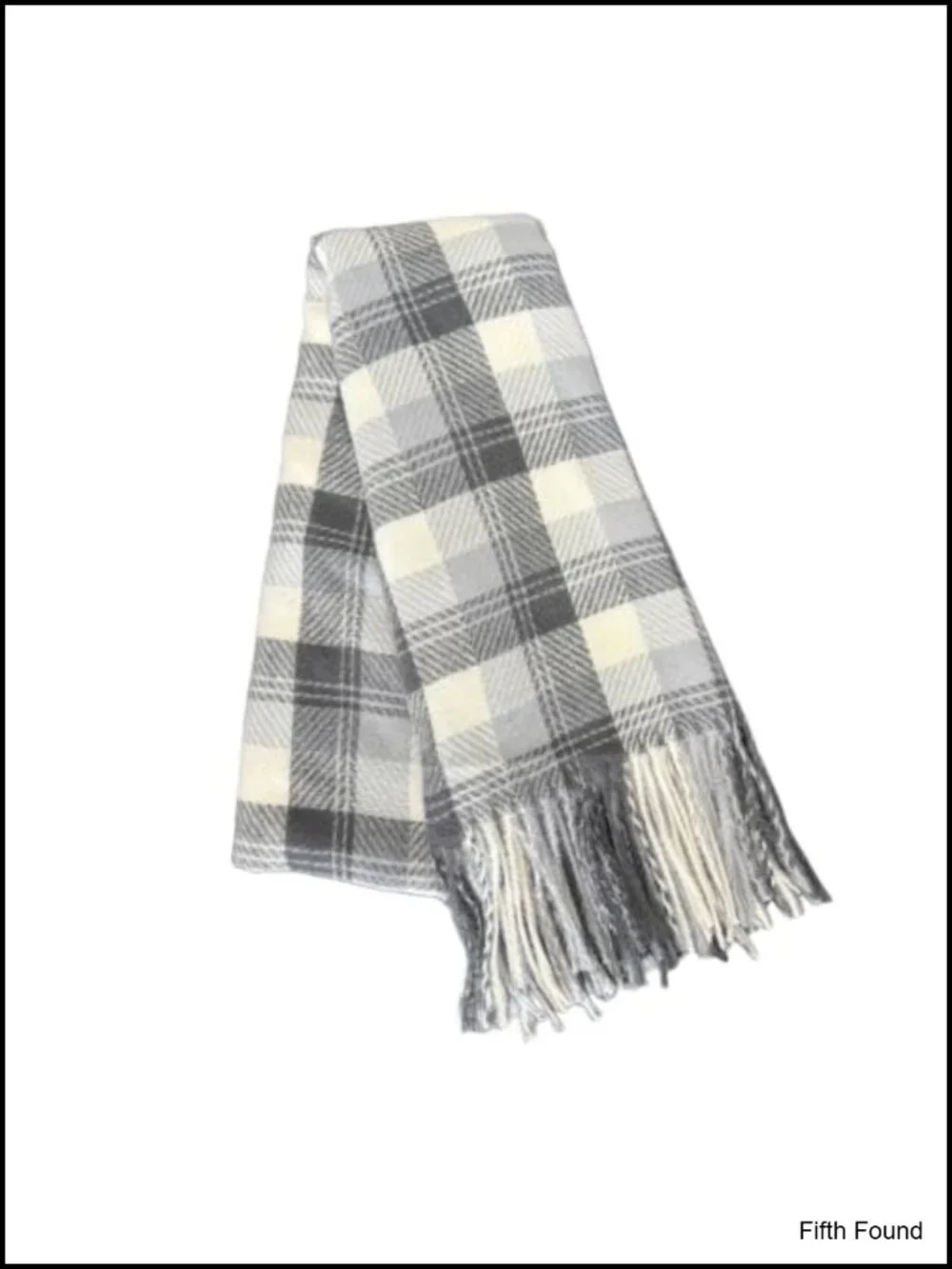 Geometric Pattern Knit Scarf with Tassel Fringe Oversized Shawl Wrap